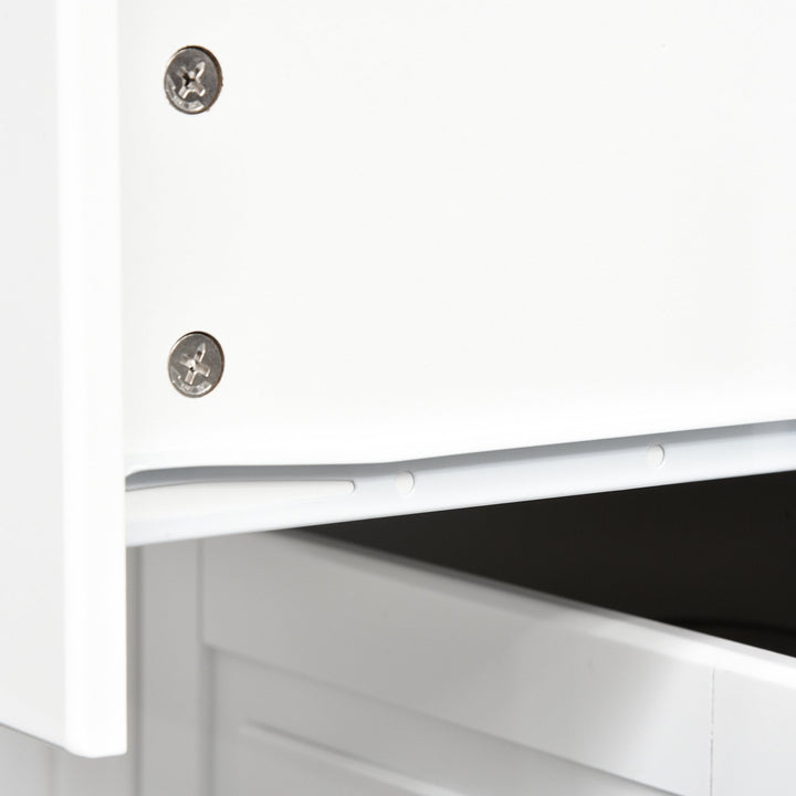 Carrinho de Cozinha com Rodas Carrinho de Cozinha com Bancada Rebatível 3 Gavetas 1 Armário com Prateleira Interior Ajustável e Suporte para Temperos 128,8x75,5x92,5cm Branco e Natural