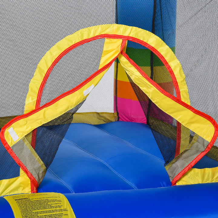 Castelo Inflável com Trampolim e Piscina para Crianças acima de 3 Anos Inclui Inflador e Bolsa de Transporte para Interior Exterior 280x170x155cm Multicor