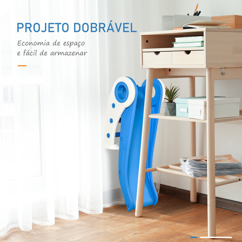 Escorrega infantil para crianças acima de 3 anos dobrável com escada e rampa 120x50x56 cm Azul