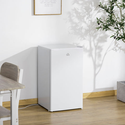 Mini Frigorífico 91L de Capacidade Frigorífico Elétrico Pequeno com Prateleira Ajustável Compartimento Congelador e Porta Reversível Silencioso 41dB 47,5x44,2x84cm Branco