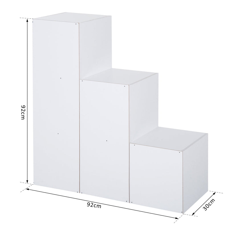 Estante de livros em Forma de Escada Armário de Arrumação 6 Cubos Estante de Exposição 91,5x29,5x91,5cm Branco