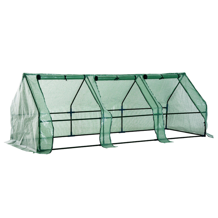 Estufa pequena com janelas - Cor verde - Tubos de aço e PE 140 g / m2 - 270x90x90cm