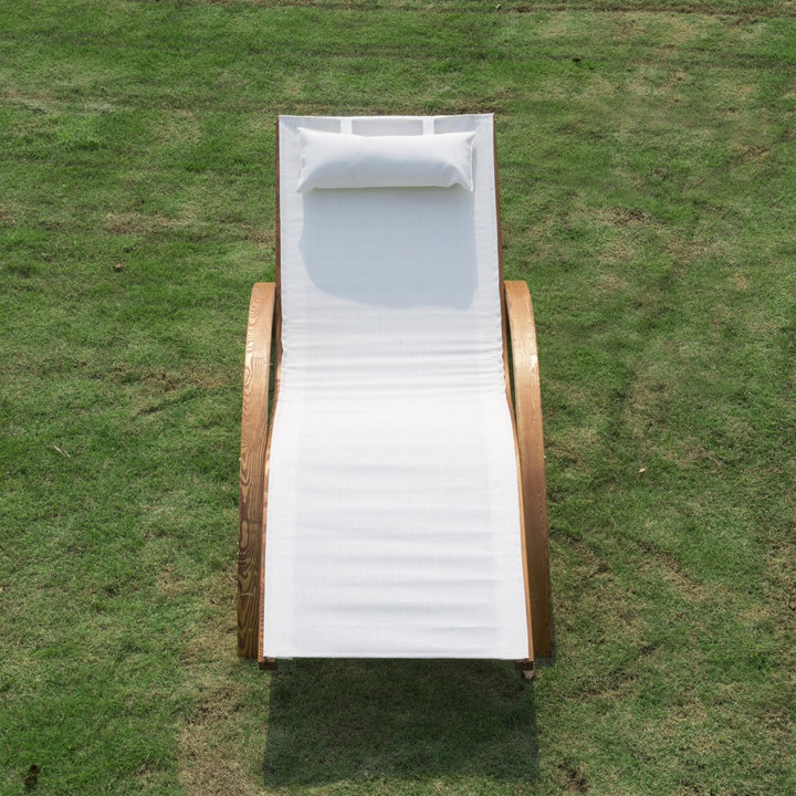 Espreguiçadeira para jardim terraço e piscina - cor branca - madeira -165x72x70cm