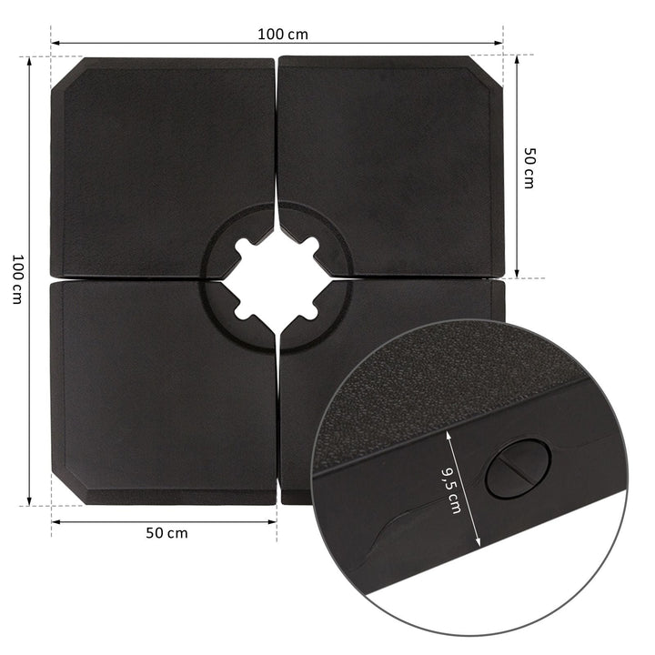 Base de guarda-sol de 4 peças para Peso do medidor Suporte para Parasol do pátio