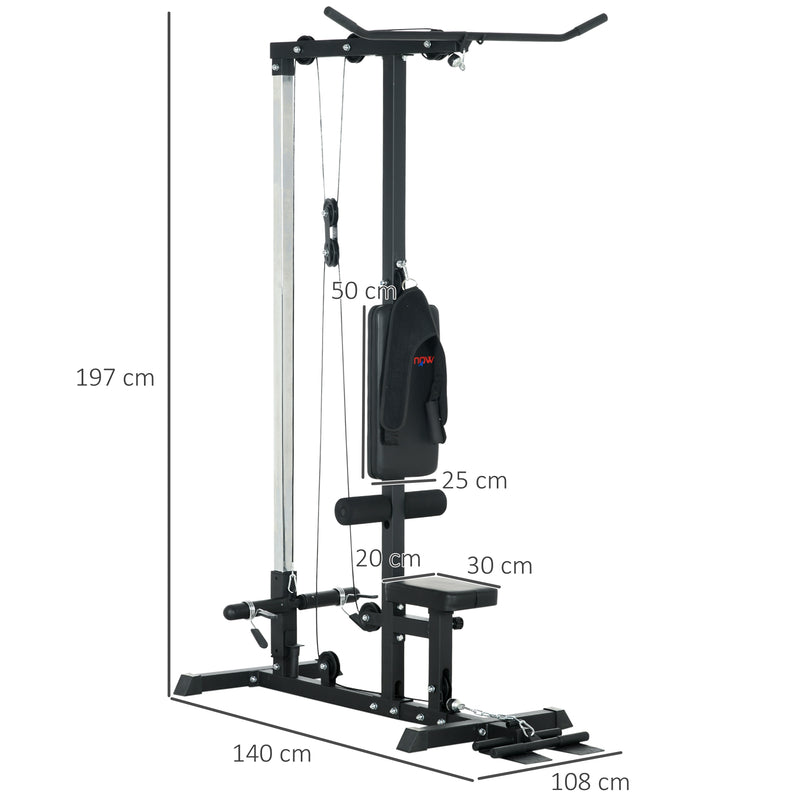 Máquina de Musculação Estação de Treino com Assento Ajustável para Treino em Ginásio Casa Escritório Carga Máxima 100 kg 140x108x197 cm Preto