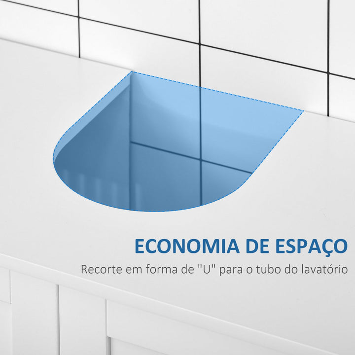 Móvel para Lavatório Armário Casa de Banho de Chão de Madeira com 2 Portas Ventiladas e Prateleira Interior Ajustável Moderno 60x30x60 cm Branco