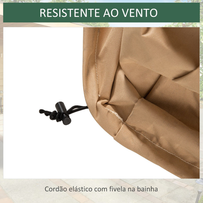 Capa Protetora para Móveis de Jardim 270x200x78cm Tecido Oxford 600D Impermeável Cobertura para Sofás Mesas Exterior com 4 Ventilações 5 Alças Cordão de Tração Bege