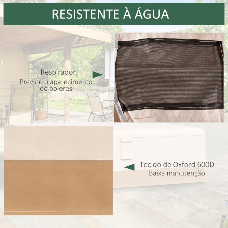 Capa Protetora para Móveis de Jardim 270x200x78cm Tecido Oxford 600D Impermeável Cobertura para Sofás Mesas Exterior com 4 Ventilações 5 Alças Cordão de Tração Bege