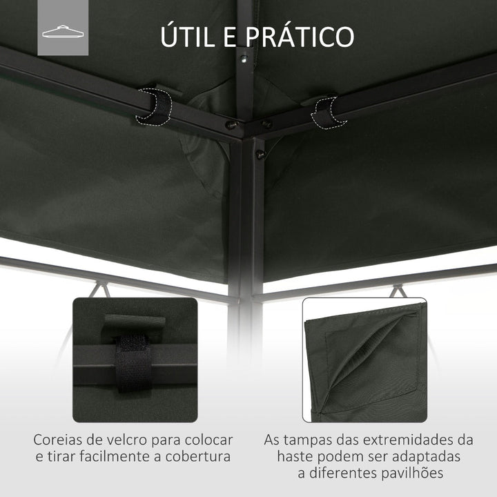 Cobertura de Substituição de 3x3m para Pérgola de Jardim com 8 Orifícios de Drenagem e Ventilação Cinza