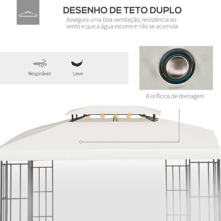 Teto de Substituição 4x3m para Pérgola de Jardim Cobertura de Substituição para Pérgola de 2 Níveis Respirável com 8 Orifícios de Drenagem para Pátio Exterior Bege