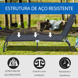 Espreguiçadeira Dobrável e Ajustável em 3 Posições Espreguiçadeira Reclinável de Jardim para Exterior Estrutura de Aço 197x58x76cm Preto