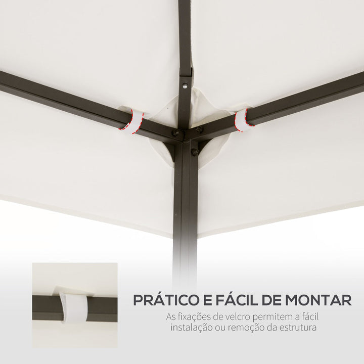 Teto de Substituição 4x3m para Pérgola de Jardim Cobertura de Substituição para Pérgola de 2 Níveis Respirável com 8 Orifícios de Drenagem para Pátio Exterior Bege