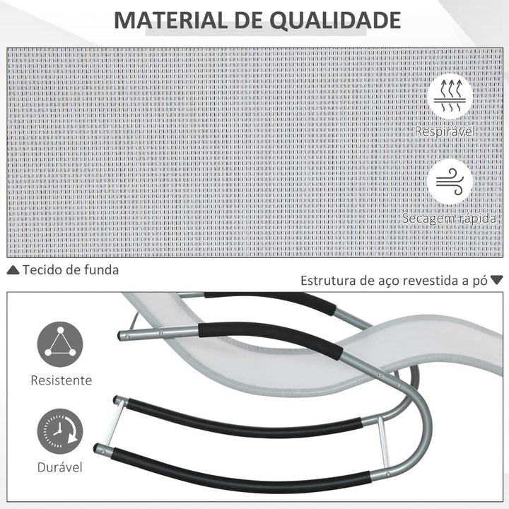 Espreguiçadeira Baloiço de Jardim com Apoio para os Braços Almofada para a Cabeça Espreguiçadeira de Exterior Tecido Transpirável e Metal para Praia Pátio Terraço 63x148x85cm Cinza
