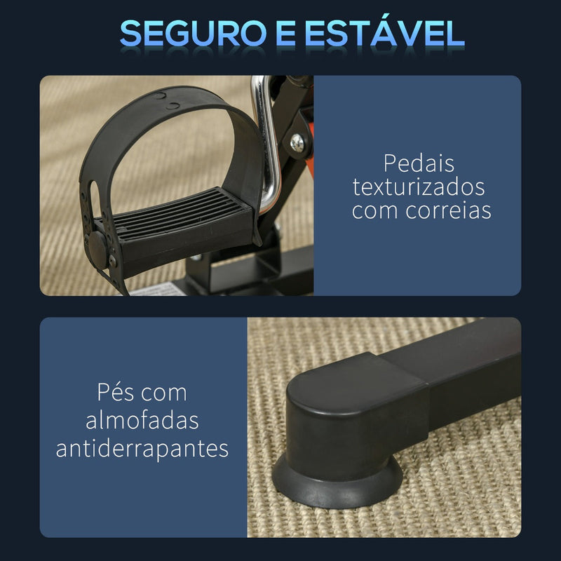 Mini Bicicleta Estática de Exercícios Mini Bicicleta Estática com Altura e Comprimento Ajustáveis Tela LCD Máquina de Pedalar de Mãos e Pernas 33-43x40x24,5-34,5 cm Preto