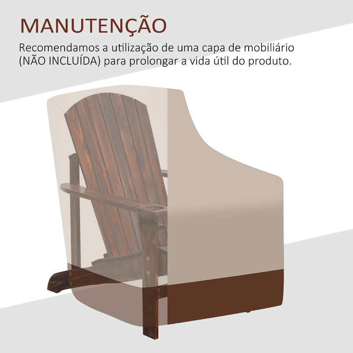 Cadeira Adirondack de Madeira Cadeira de Jardim com Apoio para os Braços Encosto Alto para Terraço Balcão Exterior 72,5x97x96cm Marrom