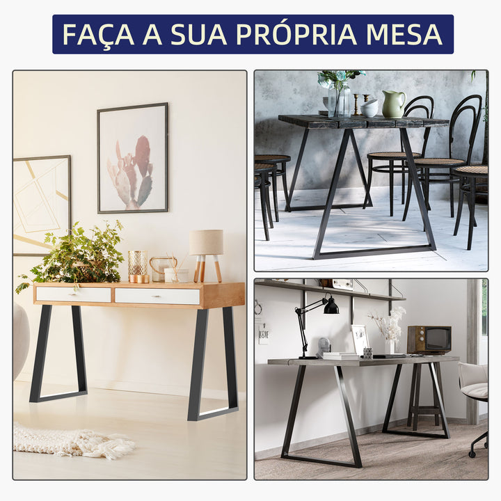 Conjunto de 2 Pés para Mesa 72x6x72cm Pés para Móveis de Aço para Suporte com Base Protetoras e Parafusos Preto