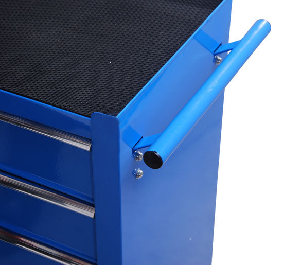 Carrinho de ferramentas metálico 5 gavetas e 4 rodas - azul