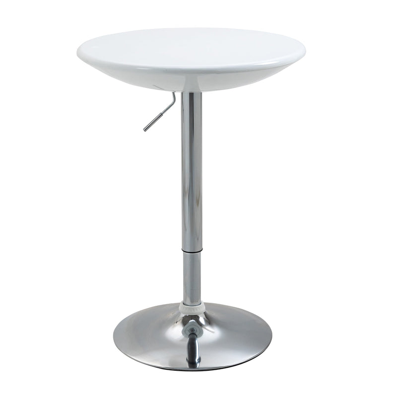 Mesa de Bar com Altura Regulável Giratória 360° com Base Redonda Mesa Alta de Aço Moderna para Cozinha Sala de Jantar Cafeteria 61x61x76-97cm Branco