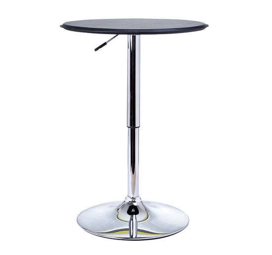 Mesa de Bar Redonda ajustável em altura hidráulica Pub Vinil Preto Ø63x(67-93) cm