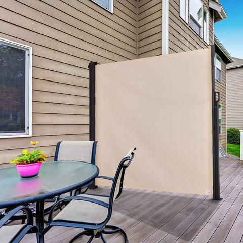 Toldo Lateral Retrátil para Terraço de Jardim ou Pátio Poliéster 350x180cm Marfim