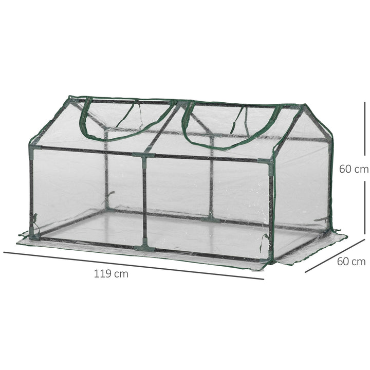 Estufa 119x60x60cm Estufa de Jardim com 2 Janelas Enroláveis para Cultivo de Plantas Verduras Flores Transparente