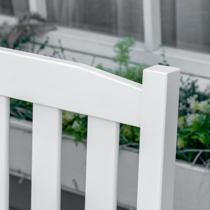 Banco de Madeira Exterior de 2 Lugares com Espaço de Armazenamento e Tecido Oxford Banco Baú de Jardim Terraço com Apoio para os Braços Carga 250kg 125x68,5x97 Branco