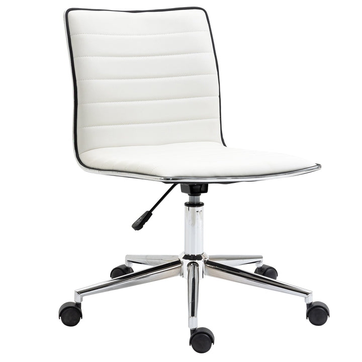 Cadeira de Escritório Ergonômica Giratória com Altura Ajustável Encosto Estofado em Couro Sintético Carga 120kg 47x57x76,5-86,5cm Branco