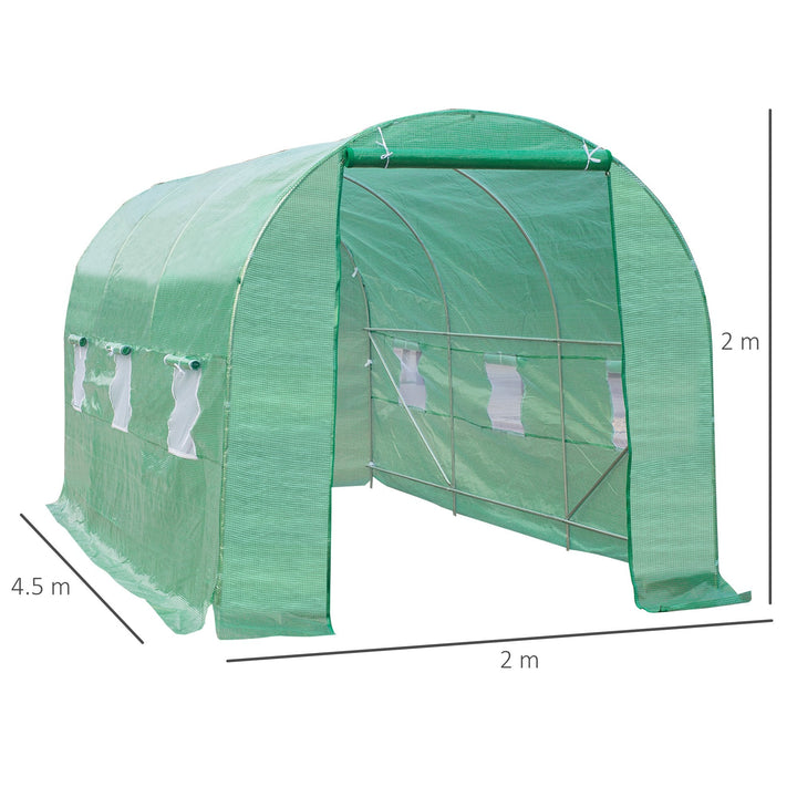 Estufa de Cultivo para Terraço ou Jardim – Cor verde – Tubo Aço e PE 140g/? - 450x200x200 cm