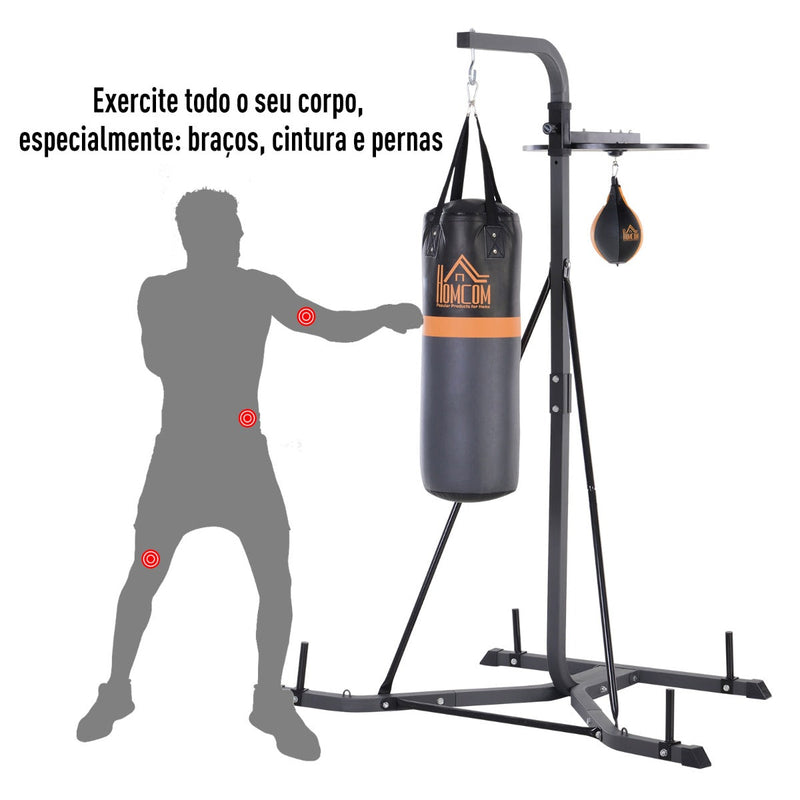 Saco de boxe com suporte ajustável em altura em 4 níveis 166,5cm - 181,5cm inclui Velocidade da bola 104x156x202cm