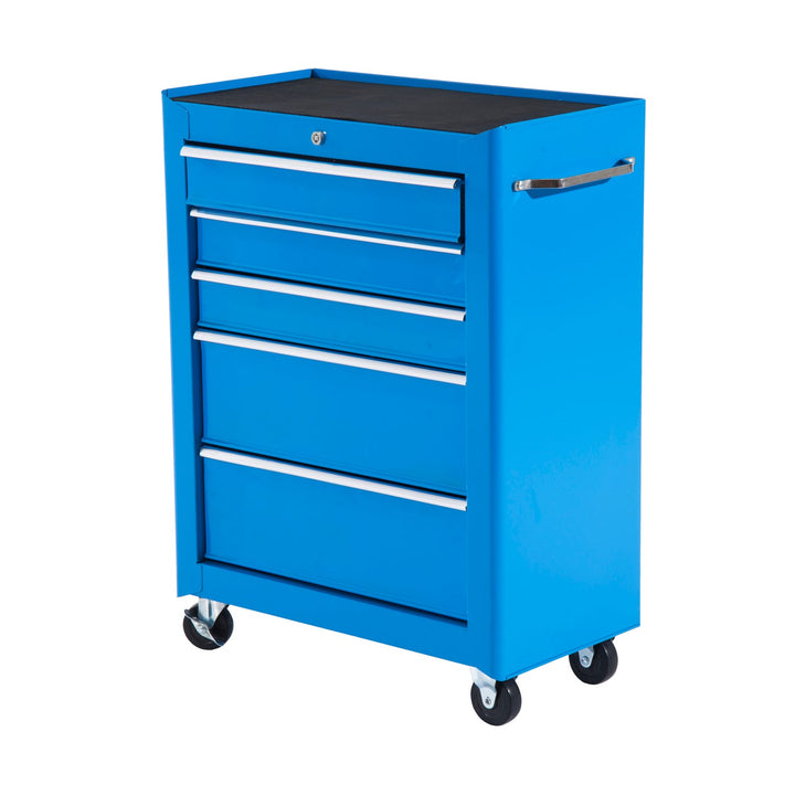 Carrinho de Ferramentas de Aço com 5 gavetas e 4 rodas Azul 61,5x33x85 cm