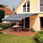 Toldo Manual Retrátil com Manivela 295x245cm Toldo Enrolável Alumínio com Proteção Solar para Janela Portas Balcão Terraço Exterior Cinza