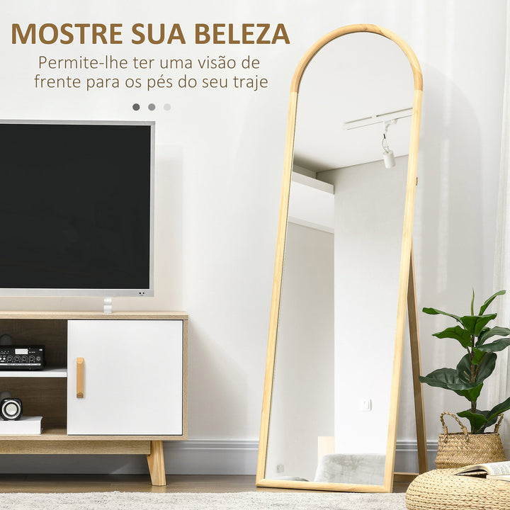 Espelho de Pé de Madeira Espelho de Corpo Inteiro com Suporte para Sala de Estar Dormitório Camarim Entrada Corredor Estilo Moderno 150x46x43cm Madeira