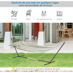 Suporte para rede de jardim ajustável no comprimento 308-380x108x120 cm com bolsa de transporte Estrutura metálica para interior e exterior Máx. 120 kg