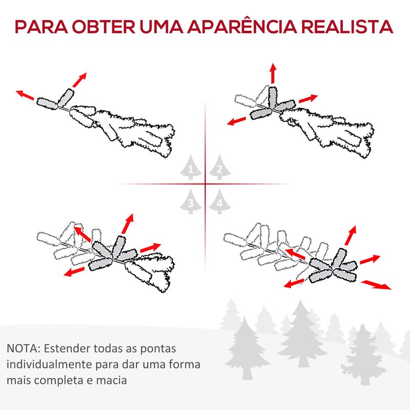 Conjunto de Decoração de Natal 4 Peças Decoração de Natal com 2 Árvores de Natal Coroa e Grinalda com Luzes LED Branca e Bagas Vermelhas 40x40x90cm Verde