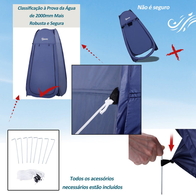 Outsunny Tenda de acampamento multifuncional leve e dobrável à prova d'água Estrutura flexível e estável com sistema POP-UP 100x100x185cm Azul