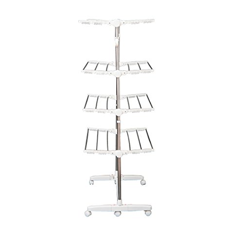 Estendal de Roupa tipo Pendurador Móvel Branco e Aço Inoxidável (80-142) x 55 x 178 cm