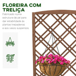 Floreira com Treliça de Madeira Caixa de Plantio com Suporte para Plantas Trepadeiras para Jardim varanda Pátio 60x30x122,5cm Madeira