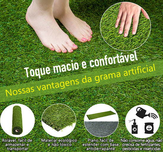 Grama Artificial em Rolo 3x1m Tipo Tapete de Grama Sintética Exterior para Jardim e Terraço 25mm