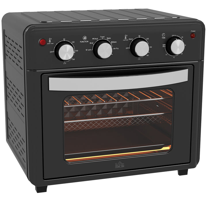 Mini Forno Elétrico Multifuncional Mini Forno Elétrico de 30L 1600W Mini Forno de Convecção com 7 Modos Temporizador e Temperatura Ajustável 43x39x39 cm Preto
