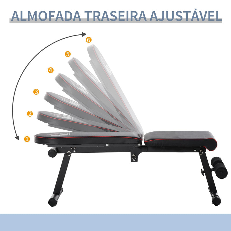 Banco de peso dobrável com altura ajustável e ângulo do encosto ajustável de 6 níveis para Elevação abdômen 130x37x45-108 cm preto