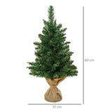 Árvore de Natal artificial pequena com 60 cm de altura com 70 filiais Base de tecido Mini árvore de Natal realista para interiores Verde