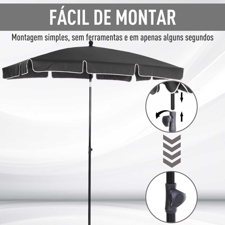 Guarda-sol Grande Reclinável Impermeável e Resistente a UV para Jardim Pátio Praia Piscina Terraço 198x130x240 cm