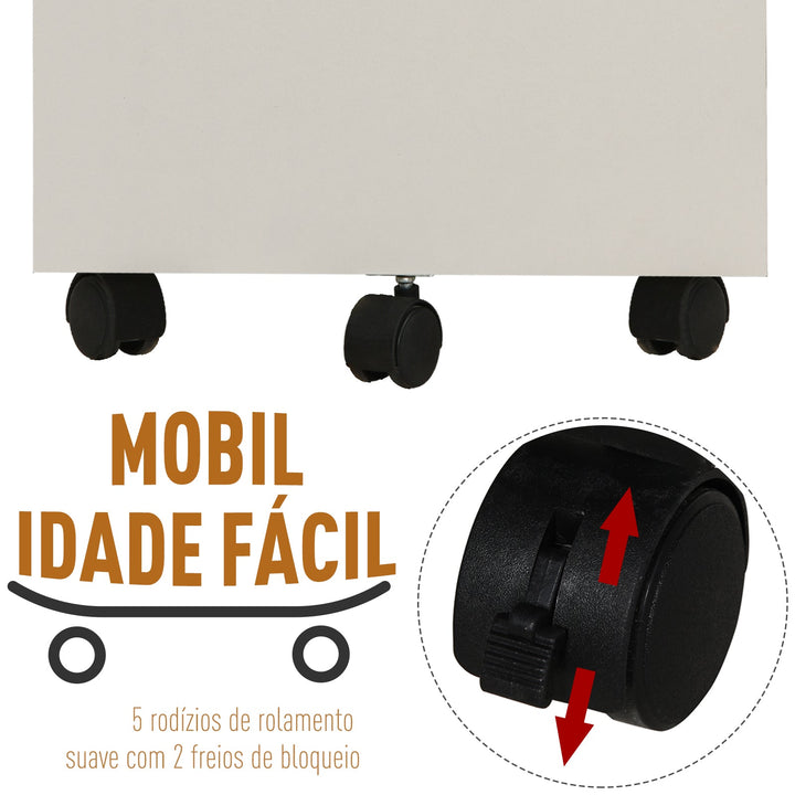 Gaveta com Rodas para Escritório 2 Gavetas com Espaço para A4 40x49x58 Branco
