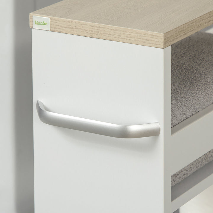 Estante de Armazenamento para Casa de Banho de 3 Níveis Estante Estreita com Alça Lateral Estante com Rodas para Cozinha Sala de Estar Estilo Moderno 48x15x80cm Branco
