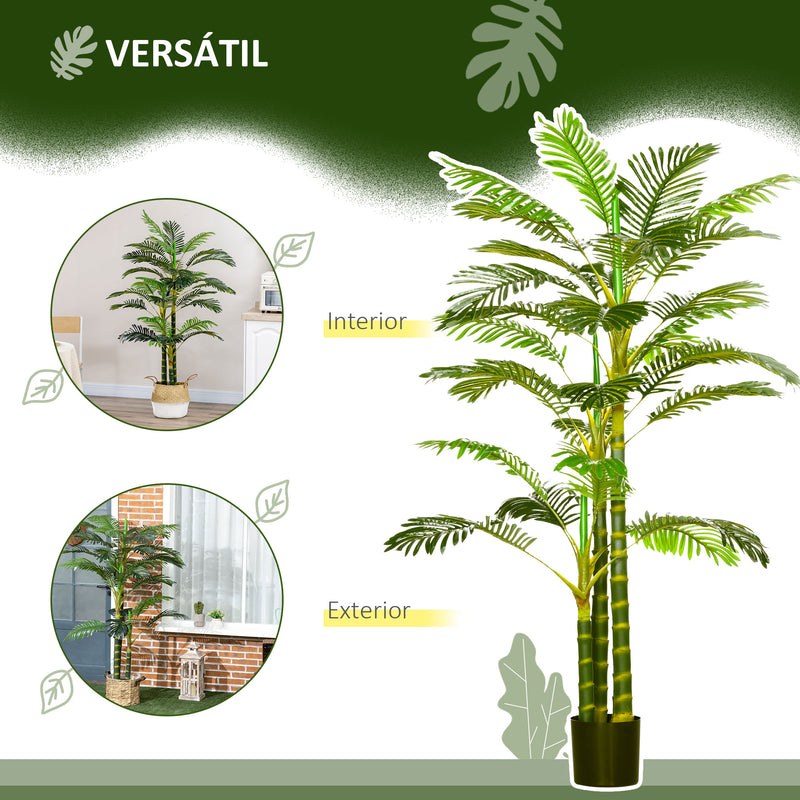 Planta Artificial Palmeira Areca Grande 190 cm com Vaso e 30 Folhas Decoração para Interior e Exterior Sala de Estar Escritório Ø19,5x190 cm Verde