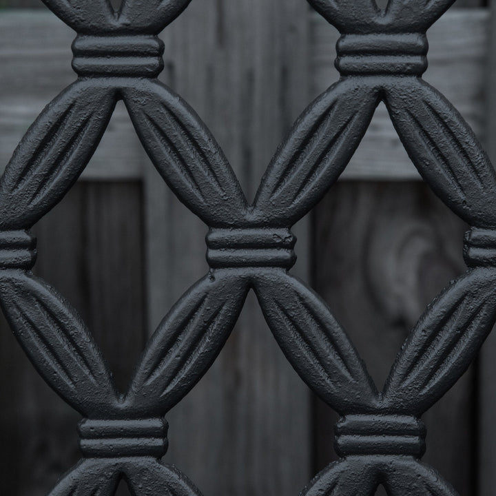 Banco de Jardim de 2 Lugares com Encosto Decorativo e Apoio para os Braços para Terraço Varanda Pátio Exterior Carga 280kg Ferro Fundido e Aço 128x58,5x89cm Preto