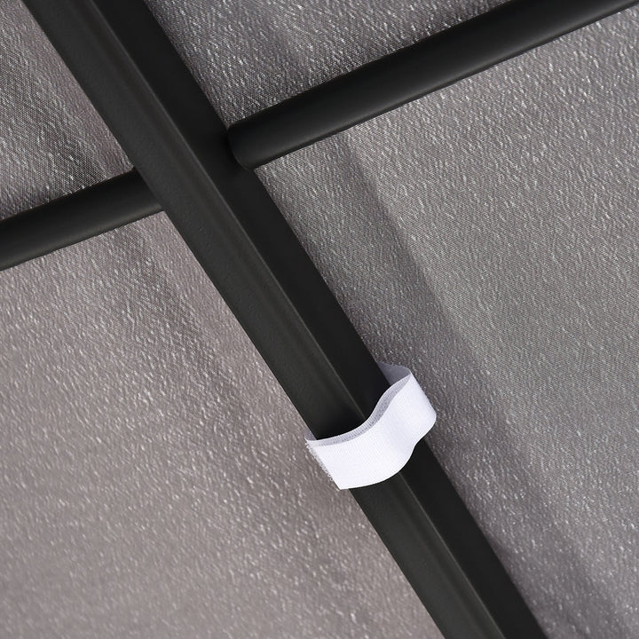 Pergola de jardim 3x3m com Toldo e 4 Furos de Drenagem Metal e Poliester 180 g / m² Resistente Cinza