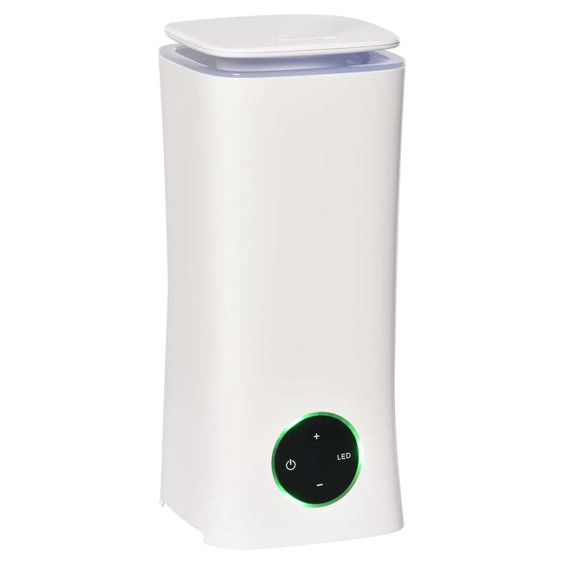 Humidificador Ultrasónico 2L Difusor de Aromas com 3 Modos de Pulverização 7 Cores LED Ultra Silencioso para Casa Escritório 15x15x34cm Branco