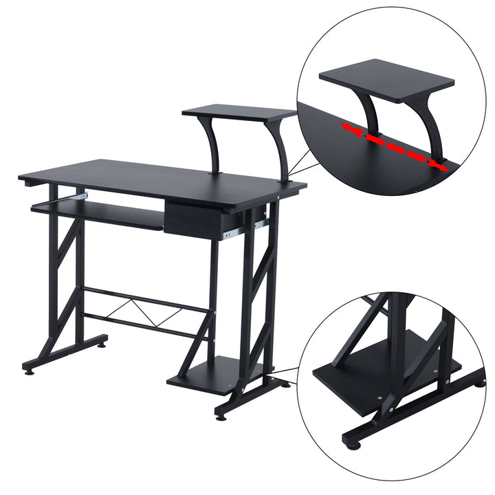 Secretária para Computador Preto Madeira MDF, Ferro 90x50x95 cm