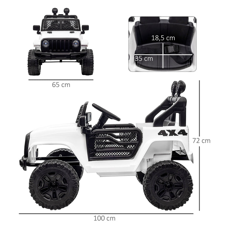 Carro Elétrico para Crianças acima de 3 anos Carro de Bateria 12V com 2 Motores Controle Remoto 2.4G Luzes Buzina Velocidade Ajustável Carga Máxima 30kg 100x65x72cm Branco